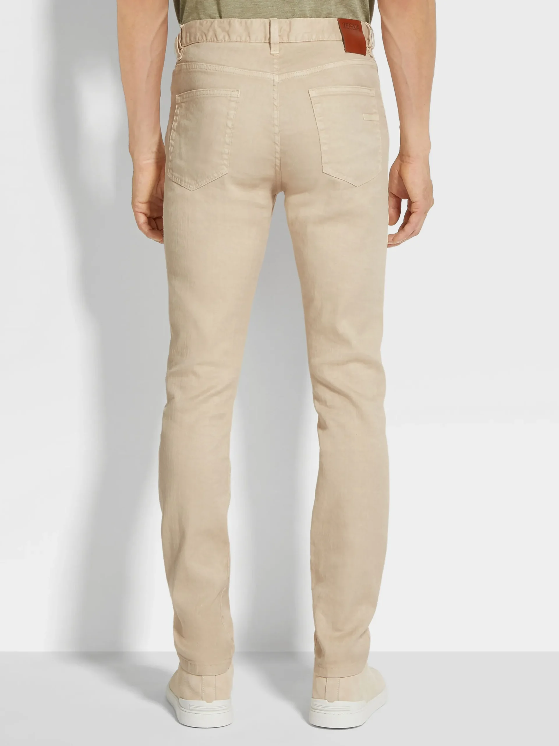 Light Beige Stretch Linen and Cotton Roccia Jeans