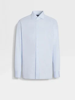 Light Blue Micro-striped Centoventimila Cotton Shirt