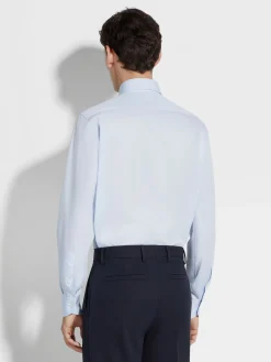 Light Blue Micro-striped Centoventimila Cotton Shirt