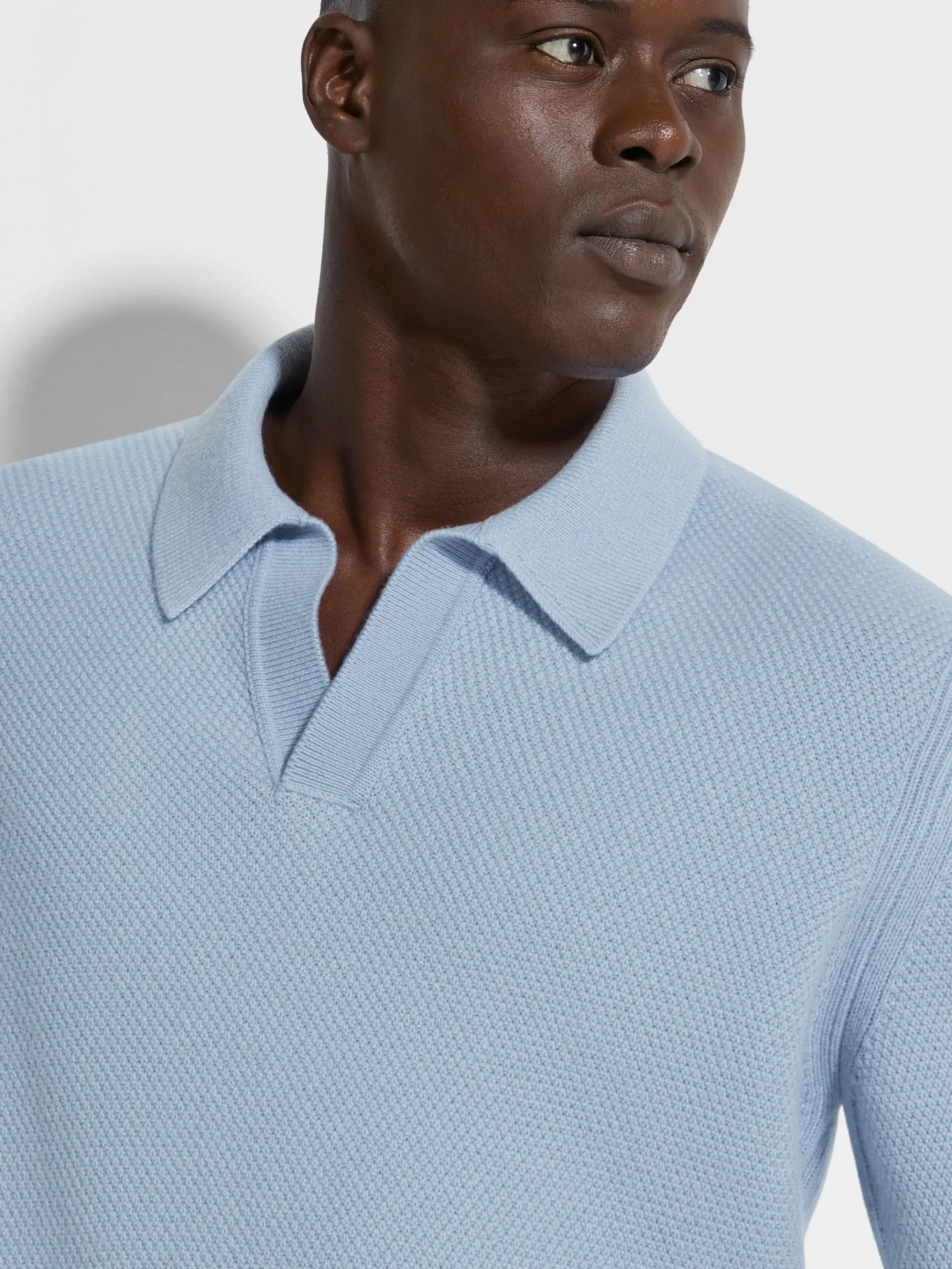 Light Blue Mélange Oasi Cashmere Polo Shirt