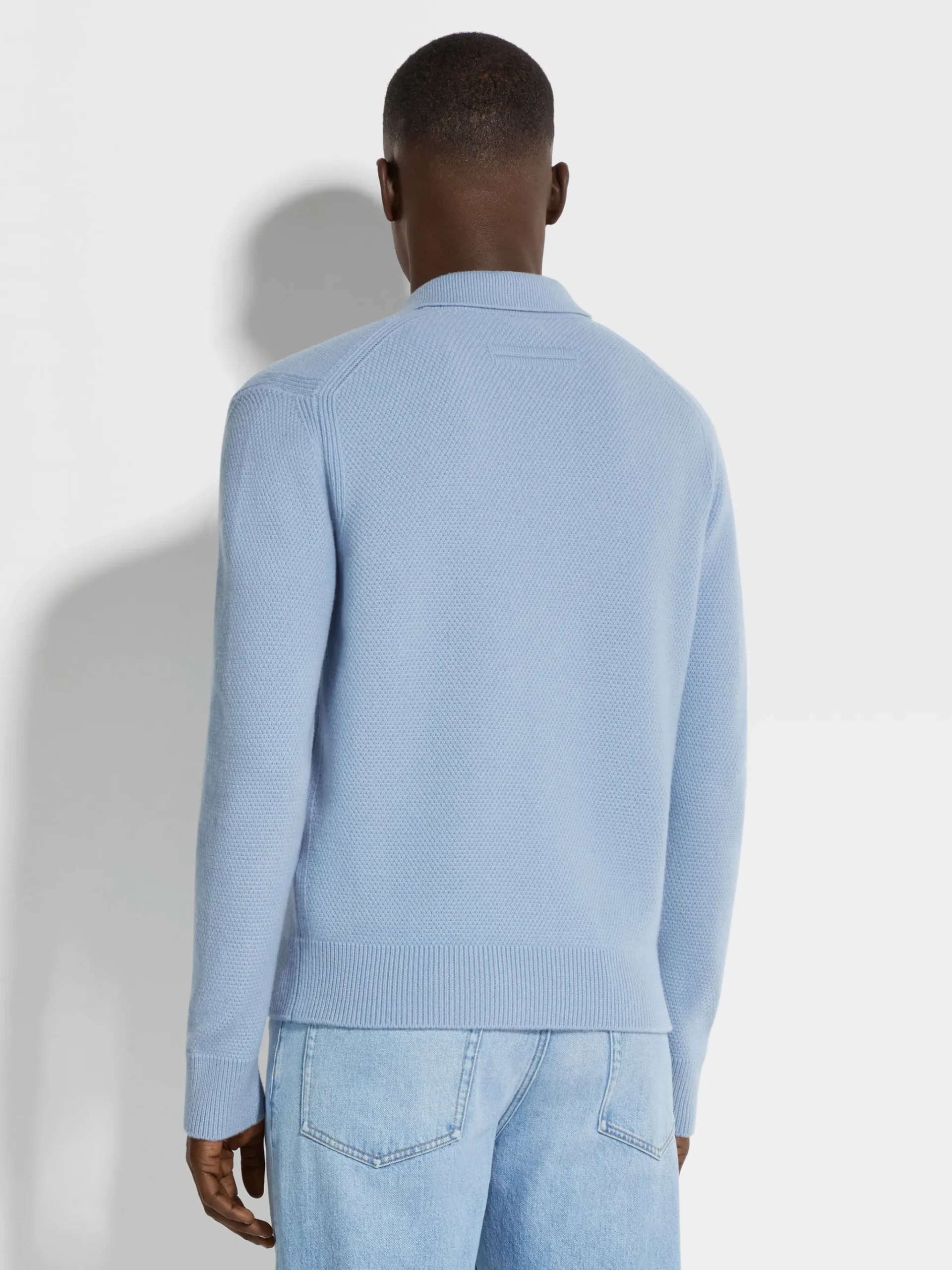Light Blue Mélange Oasi Cashmere Polo Shirt
