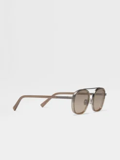 Light Brown Orizzonte I Acetate and Metal Sunglasses