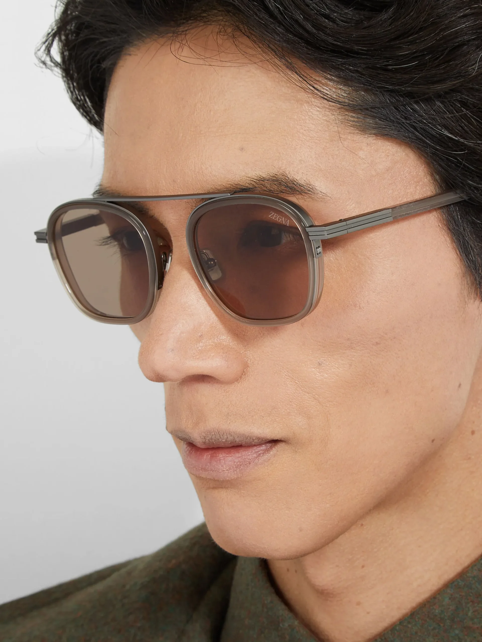 Light Brown Orizzonte I Acetate and Metal Sunglasses