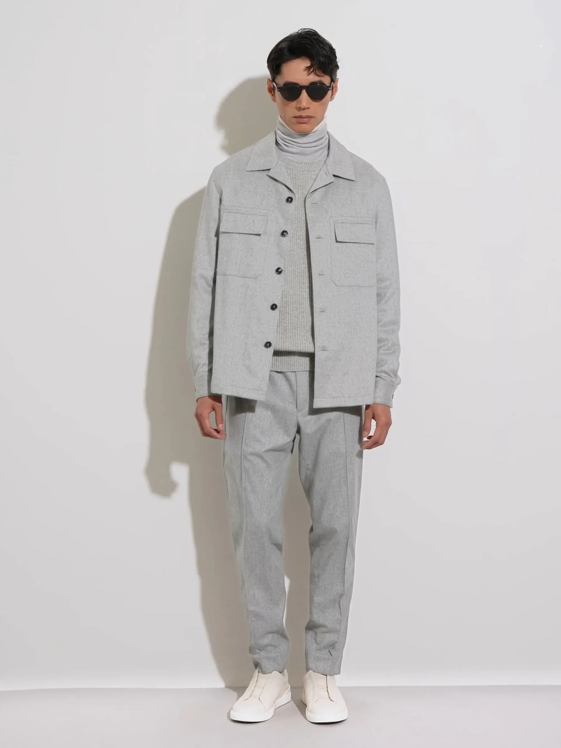 Light Grey Mélange Cashseta Turtleneck
