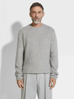 Light Grey Mélange Oasi Cashmere Crewneck