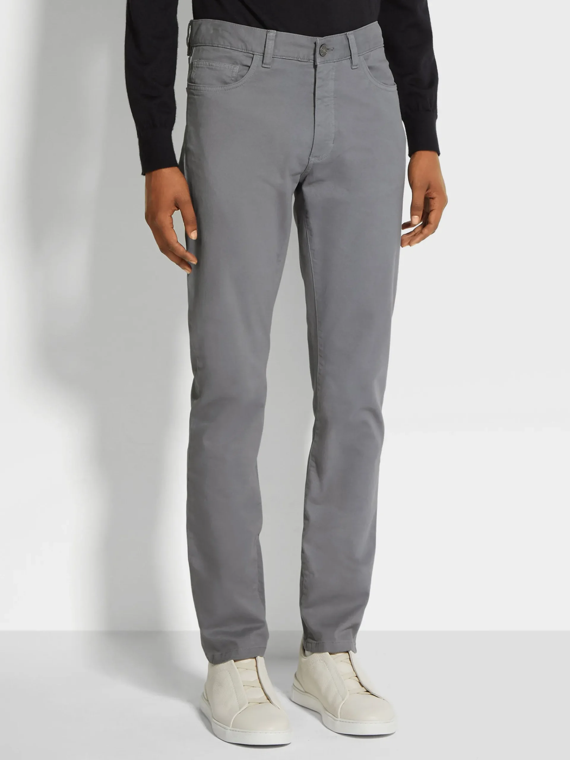 Light Grey Stretch Cotton Roccia Jeans