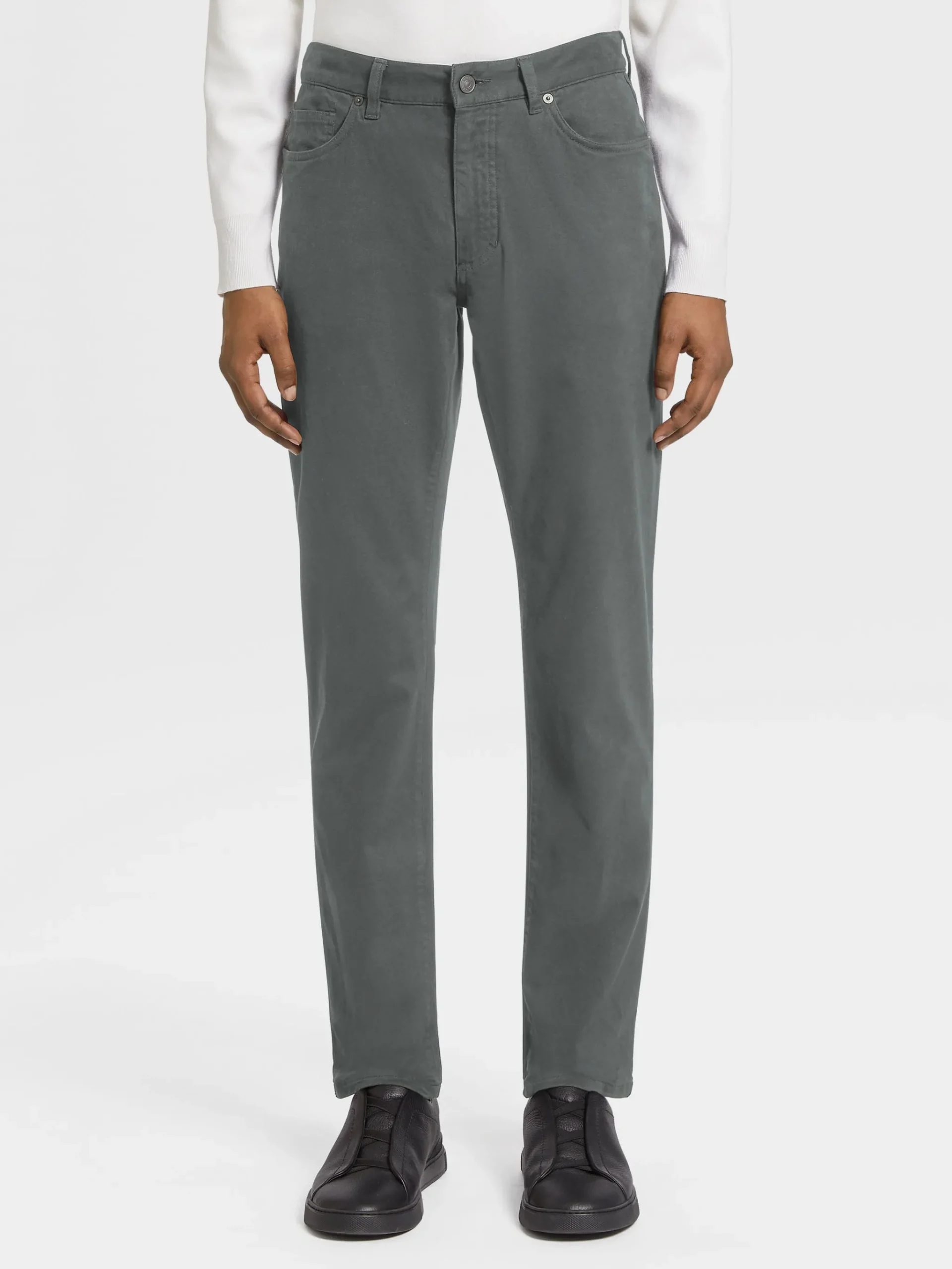 Light Grey Stretch Cotton Roccia Jeans