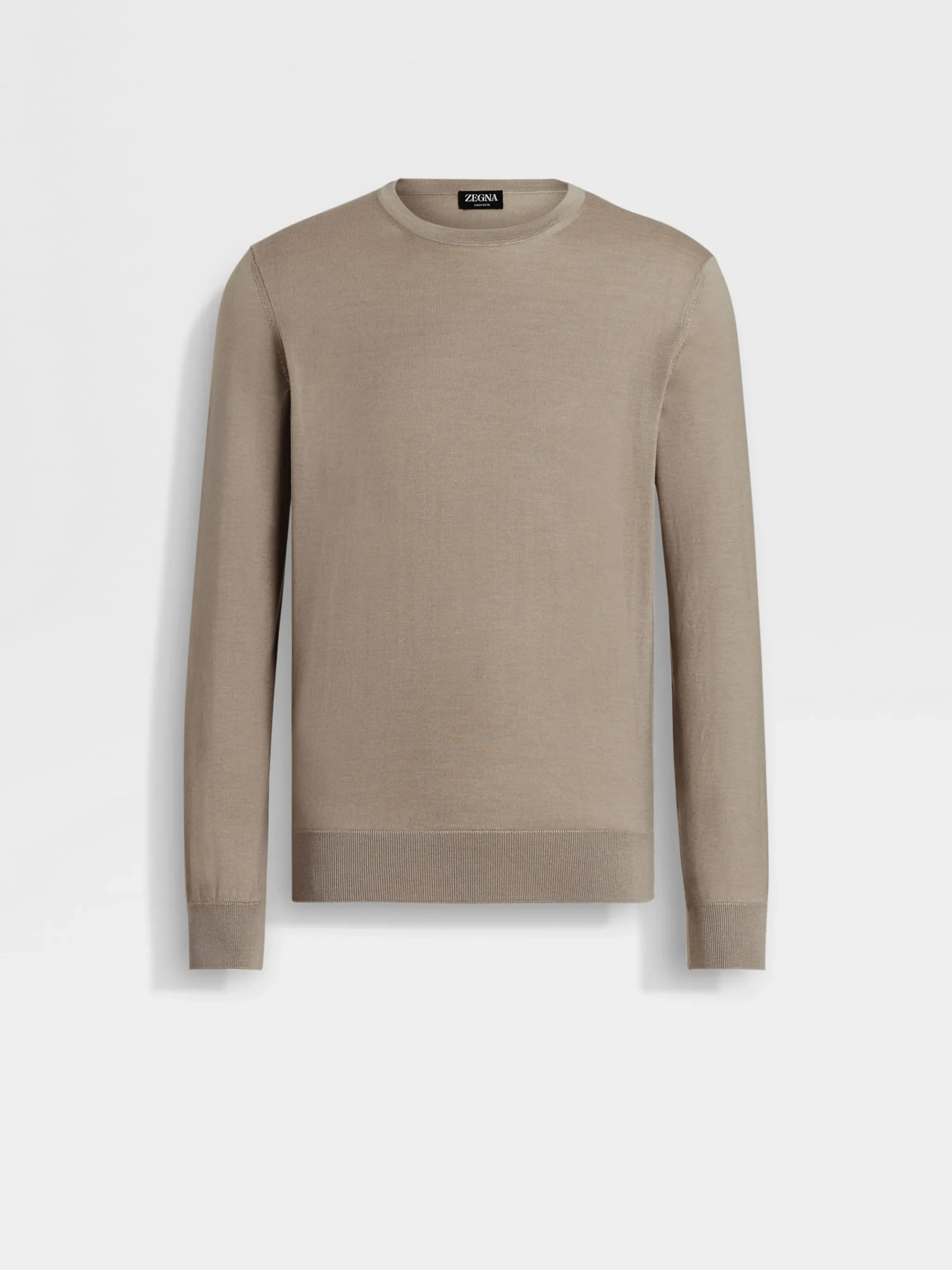 Light Taupe Cashseta Crewneck
