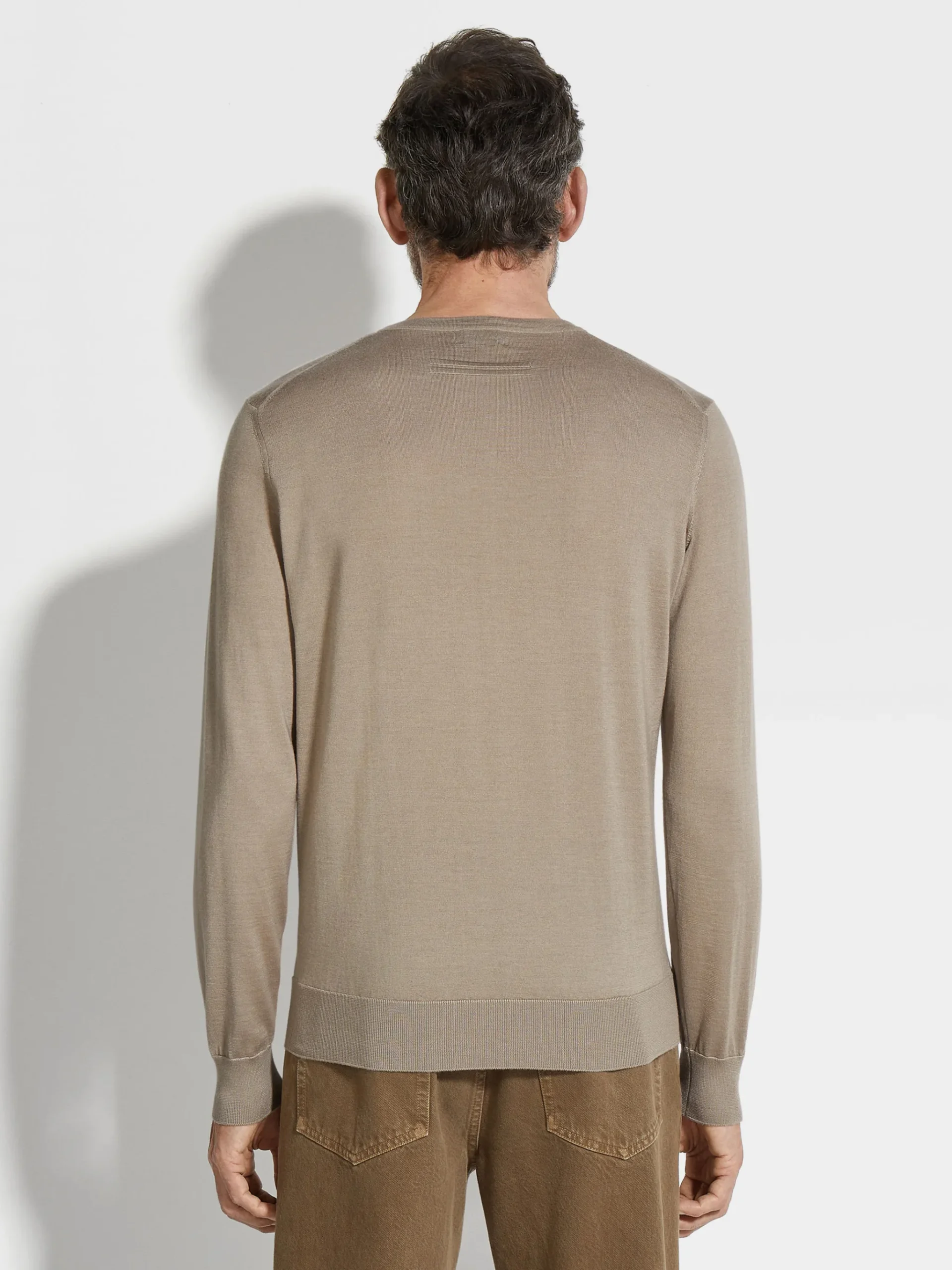 Light Taupe Cashseta Crewneck