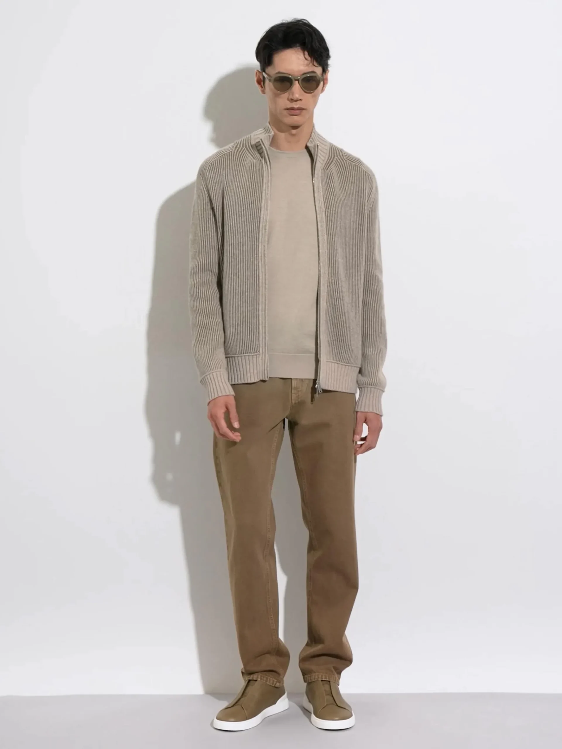Light Taupe Cashseta Crewneck