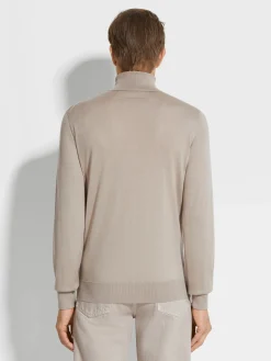 Light Taupe Cashseta Turtleneck