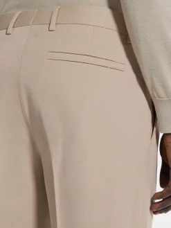 Light Taupe Cotton and Wool Pants