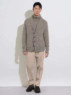 Light Taupe Cotton and Wool Pants