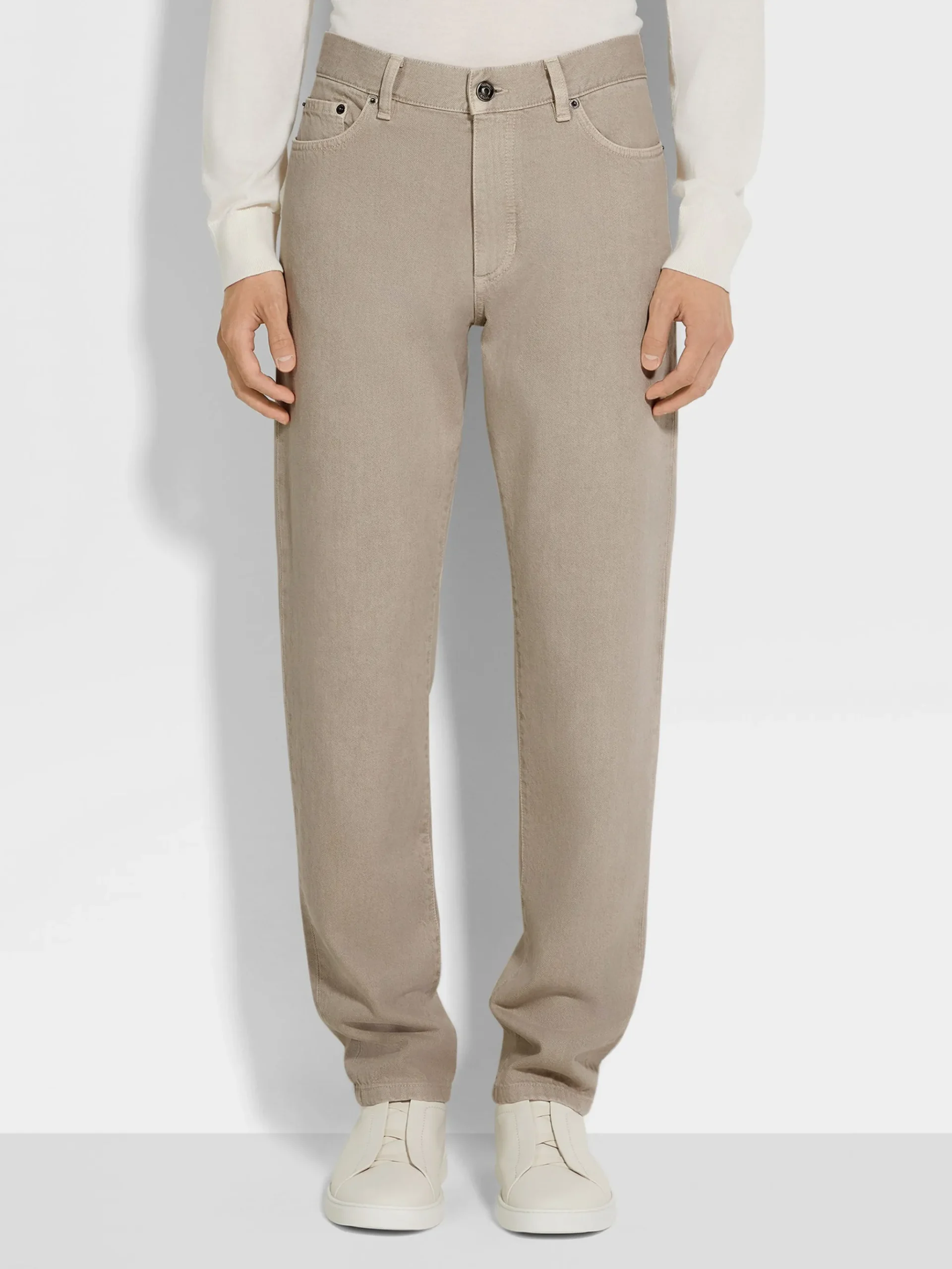 Light Taupe Cotton Roccia Jeans