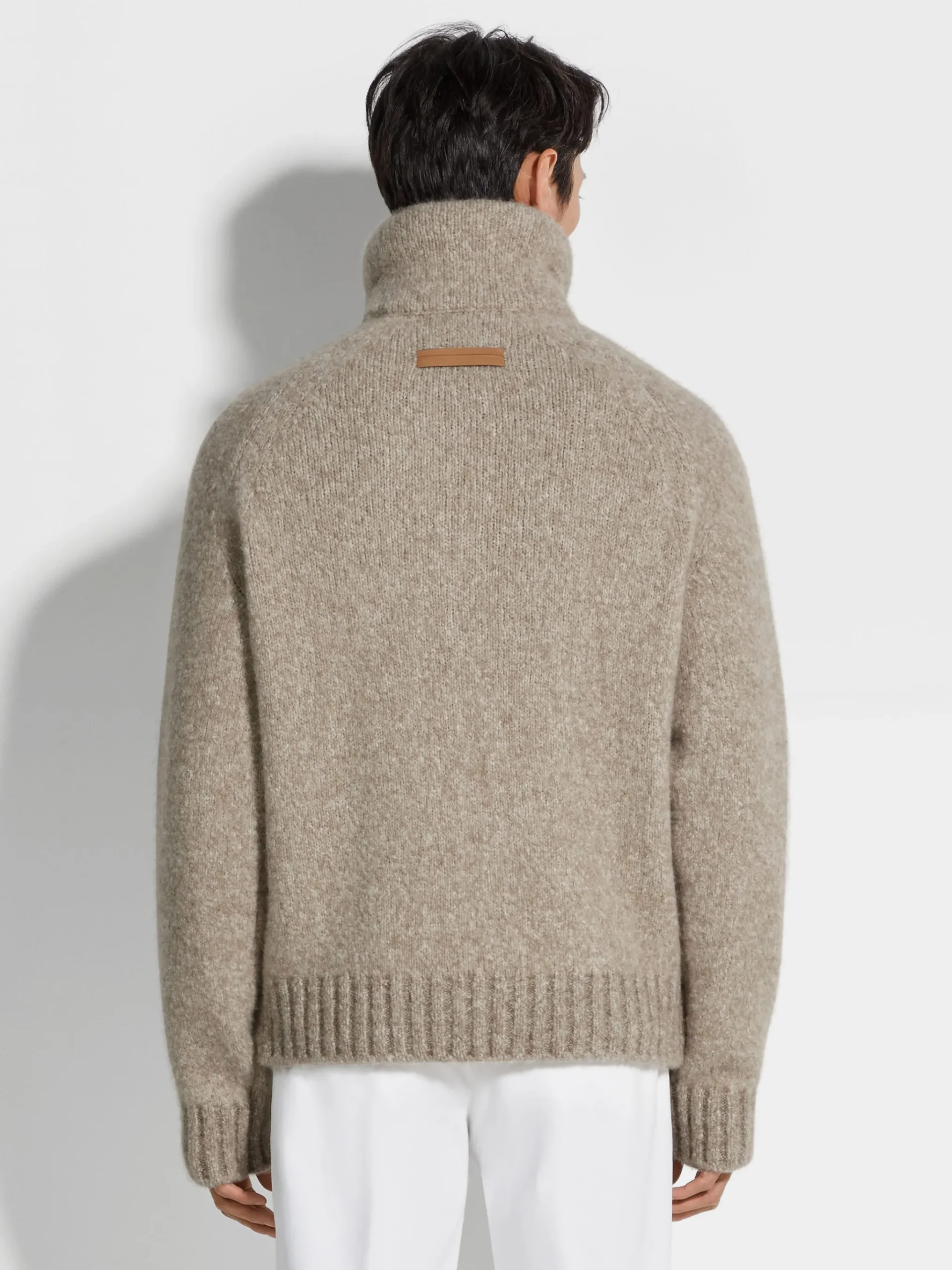 Light Taupe Mélange Cashmere Blend Polo Shirt