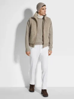Light Taupe Mélange Cashmere Blend Full Zip Vest