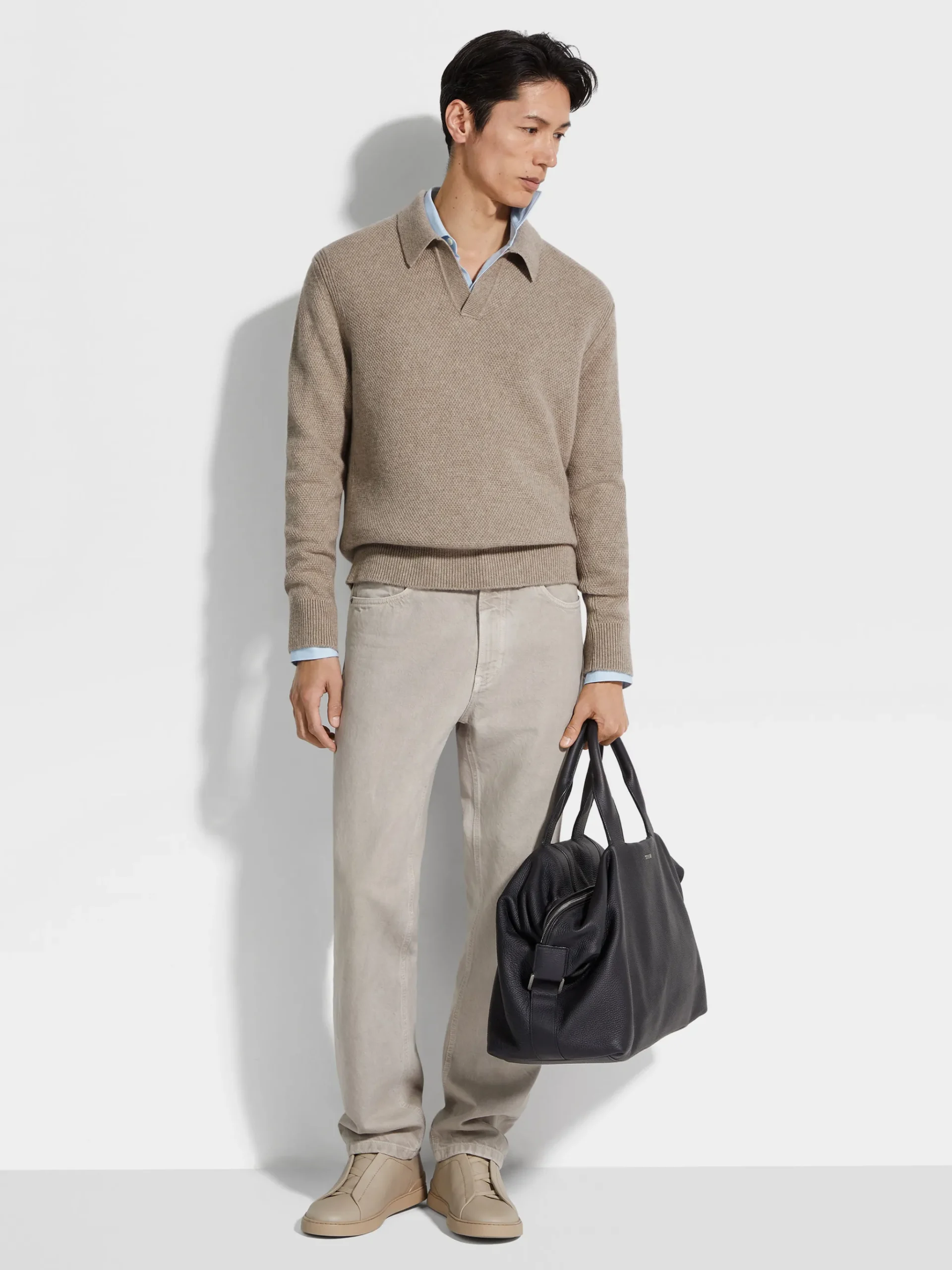 Light Taupe Mélange Oasi Cashmere Polo Shirt