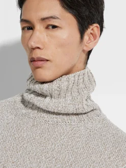 Light Taupe Mélange Oasi Cashmere Turtleneck