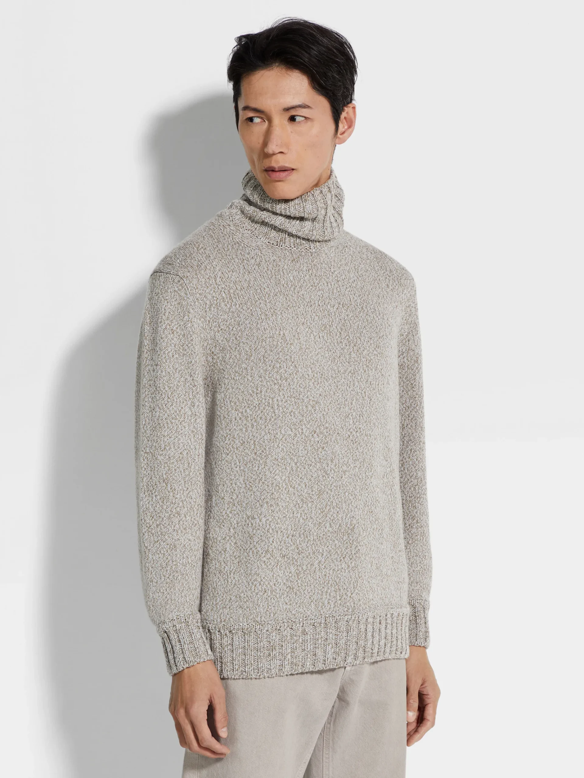 Light Taupe Mélange Oasi Cashmere Turtleneck