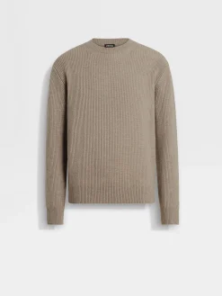 Light Taupe Oasi Cashmere Crewneck