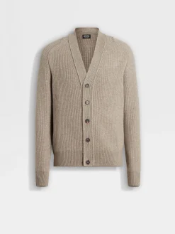 Light Taupe Oasi Cashmere Cardigan