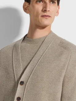 Light Taupe Oasi Cashmere Cardigan