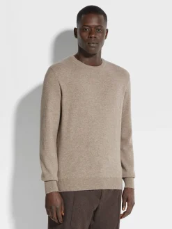 Light Taupe Oasi Cashmere Crewneck