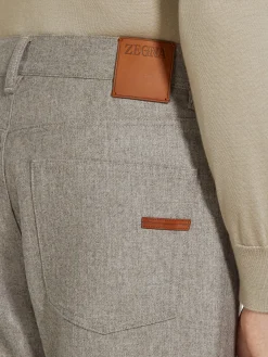 Light Taupe Wool and Cashmere Roccia Pants