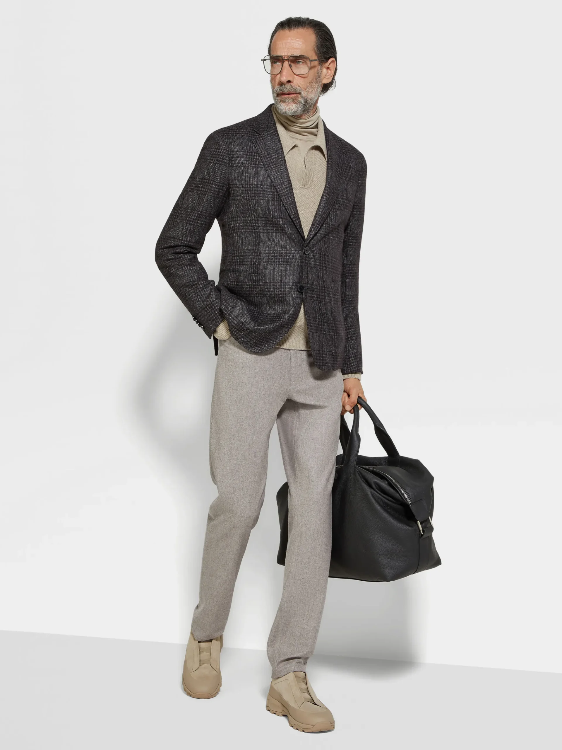Light Taupe Wool and Cashmere Roccia Pants