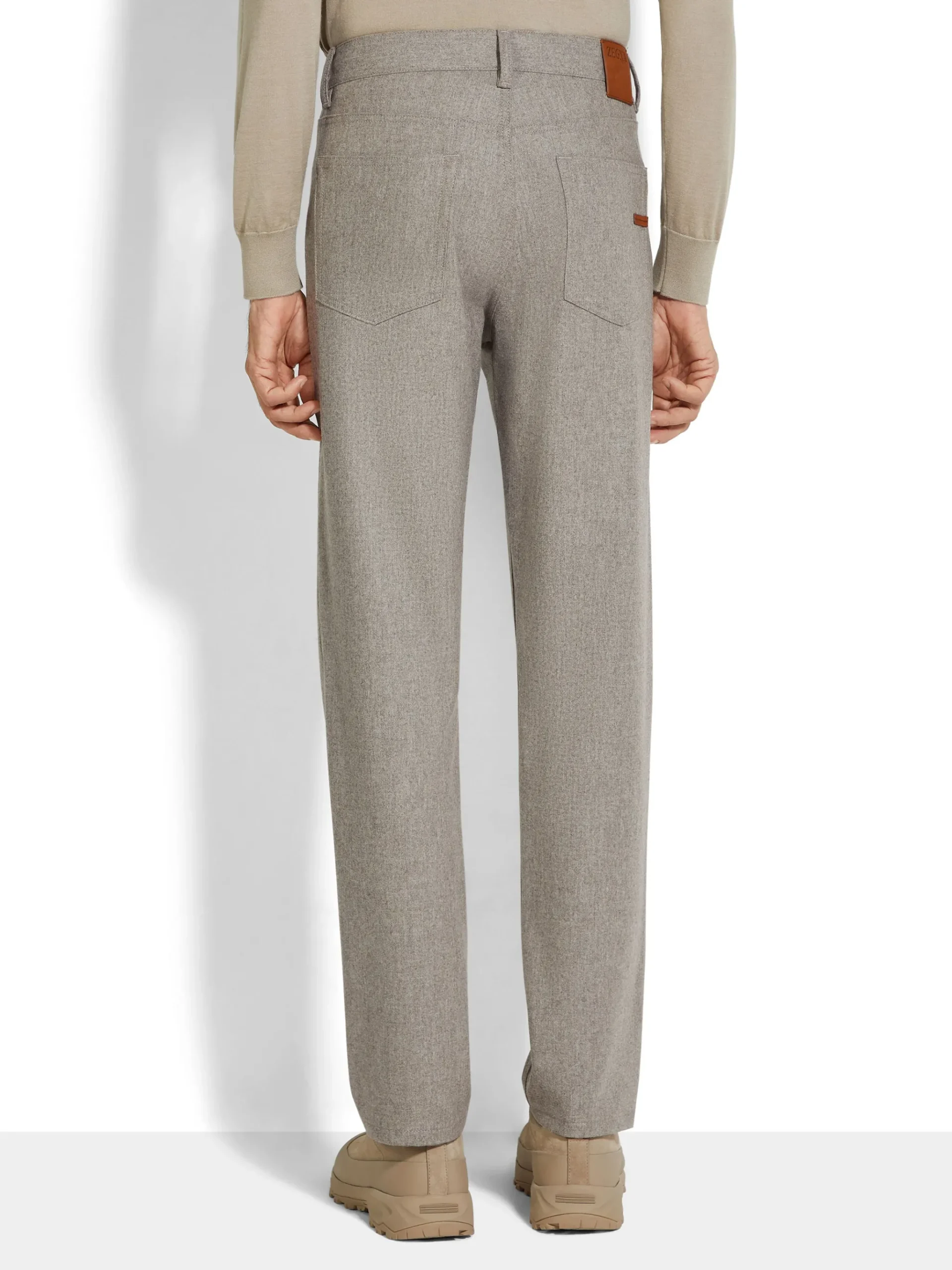 Light Taupe Wool and Cashmere Roccia Pants