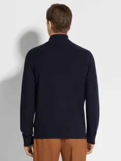Navy Blue Cashseta Full Zip Cardigan