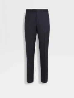 Navy Blue Centoventimila Wool Pants
