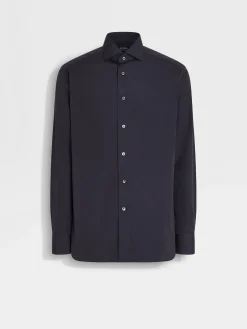 Navy Blue Centoventimila Cotton Shirt
