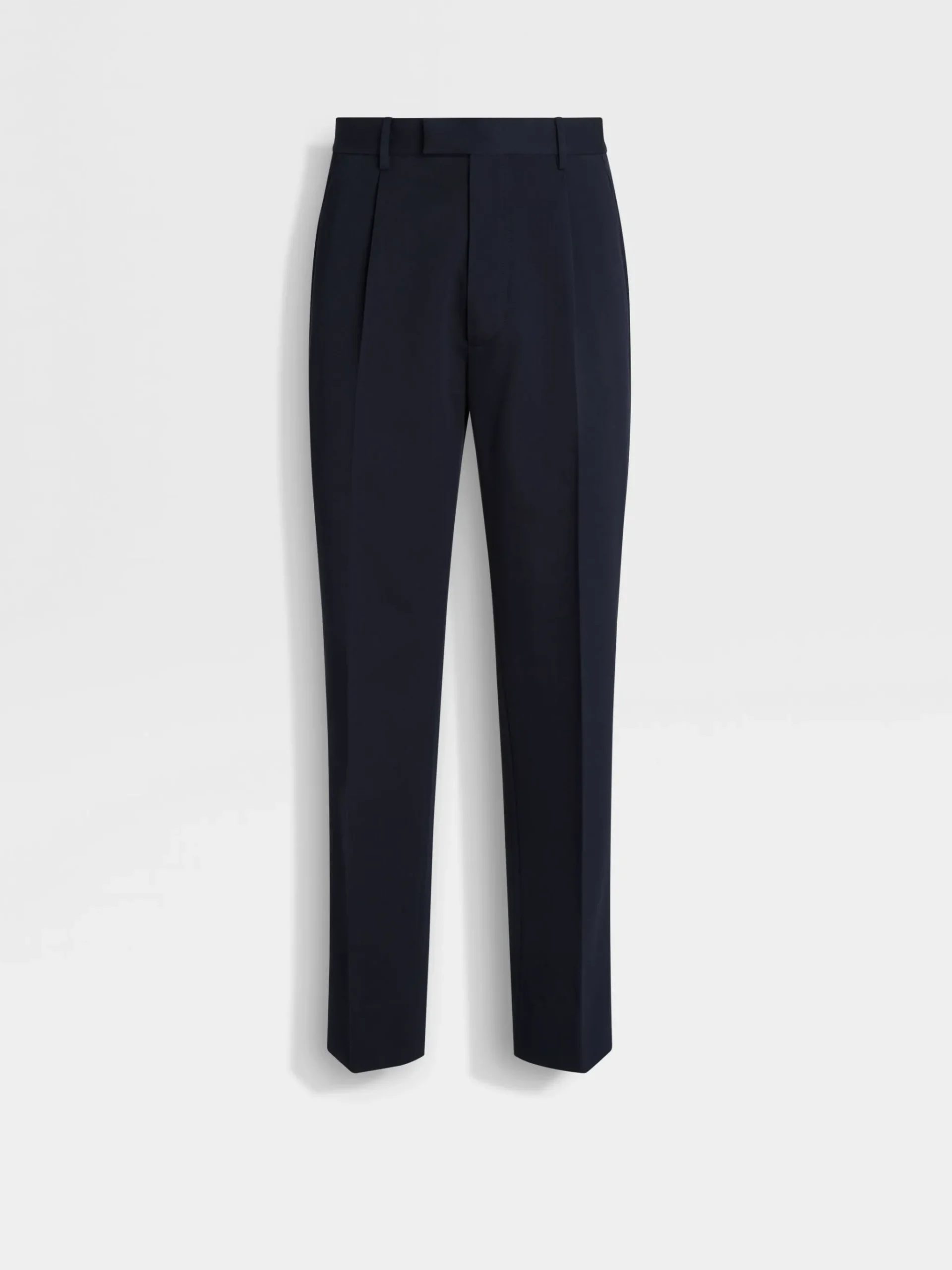 Navy Blue Cotton and Wool Pants