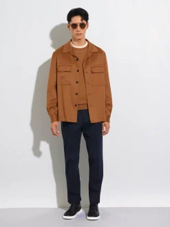 Navy Blue Cotton and Wool Pants