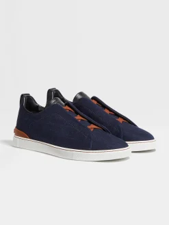 Navy Blue Cotton Denim Triple Stitch™ Sneakers