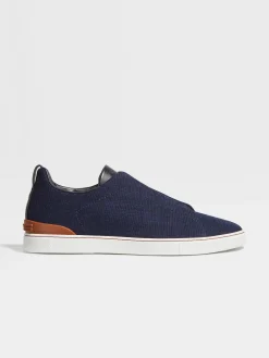 Navy Blue Cotton Denim Triple Stitch™ Sneakers