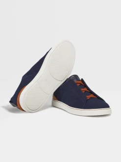 Navy Blue Cotton Denim Triple Stitch™ Sneakers