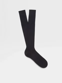Navy Blue Cotton Socks