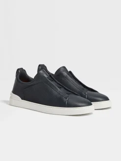 Navy Blue Deerskin Triple Stitch™ Sneakers