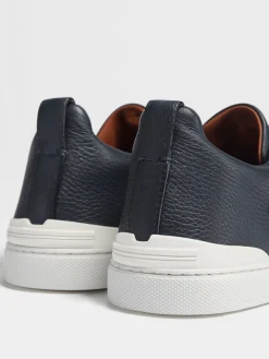 Navy Blue Deerskin Triple Stitch™ Sneakers