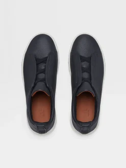 Navy Blue Deerskin Triple Stitch™ Sneakers