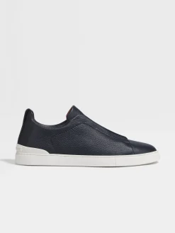 Navy Blue Deerskin Triple Stitch™ Sneakers