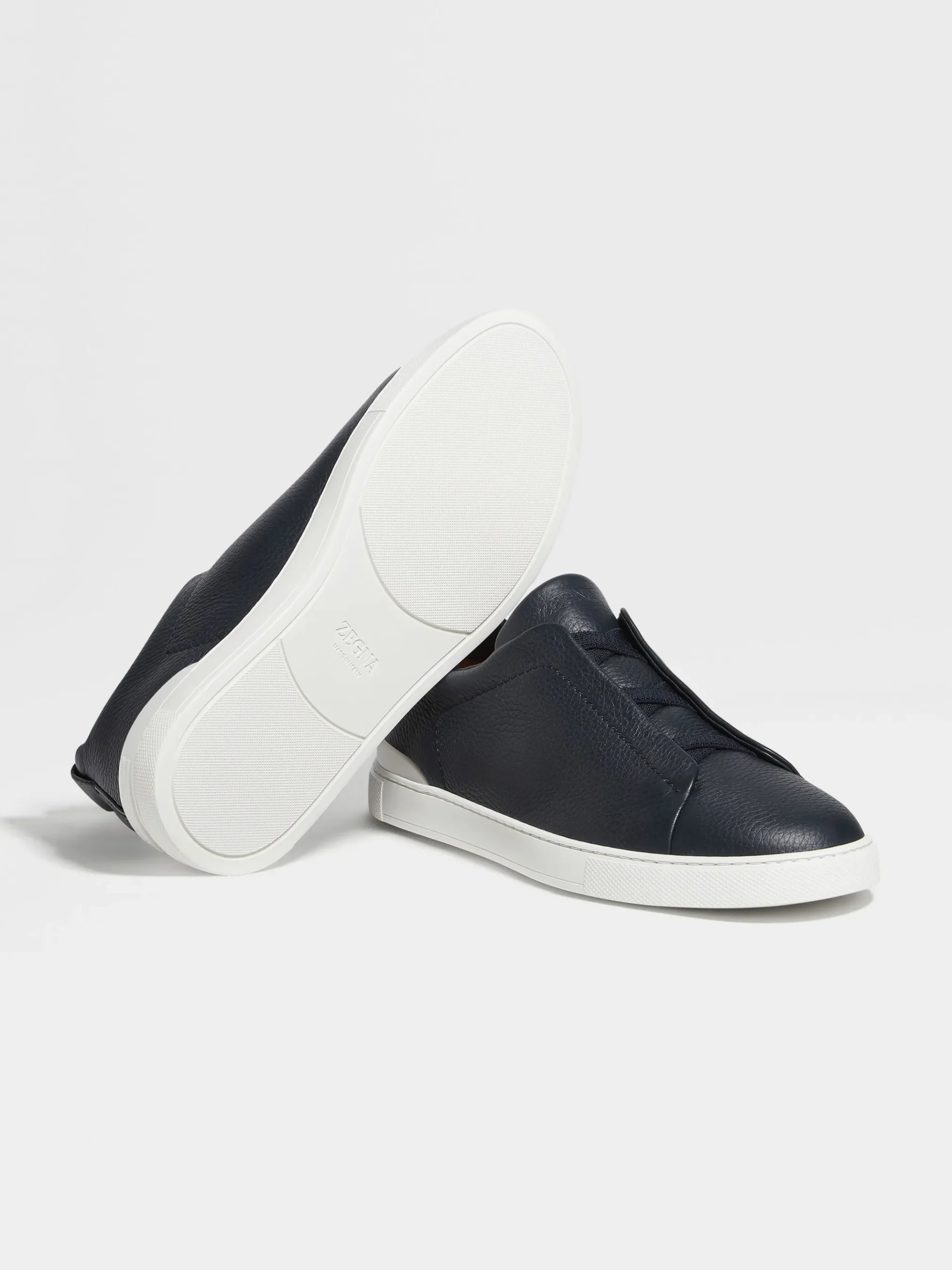 Navy Blue Deerskin Triple Stitch™ Sneakers