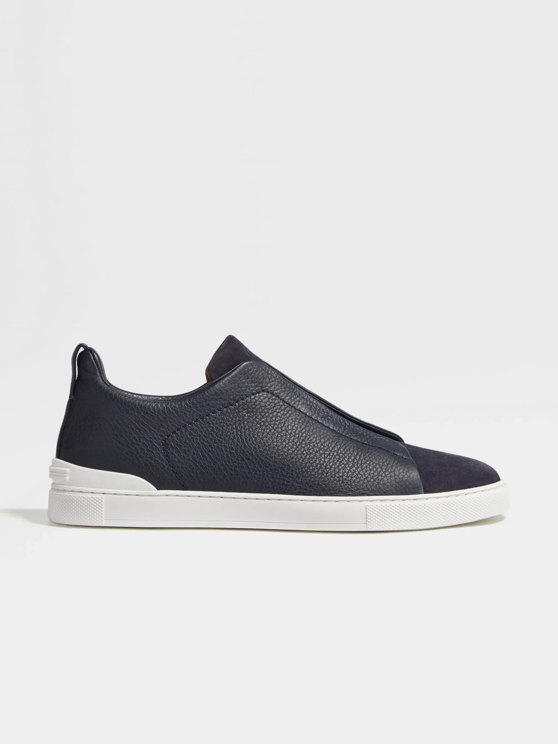 Navy Blue Leather and Suede Triple Stitch™ Sneakers