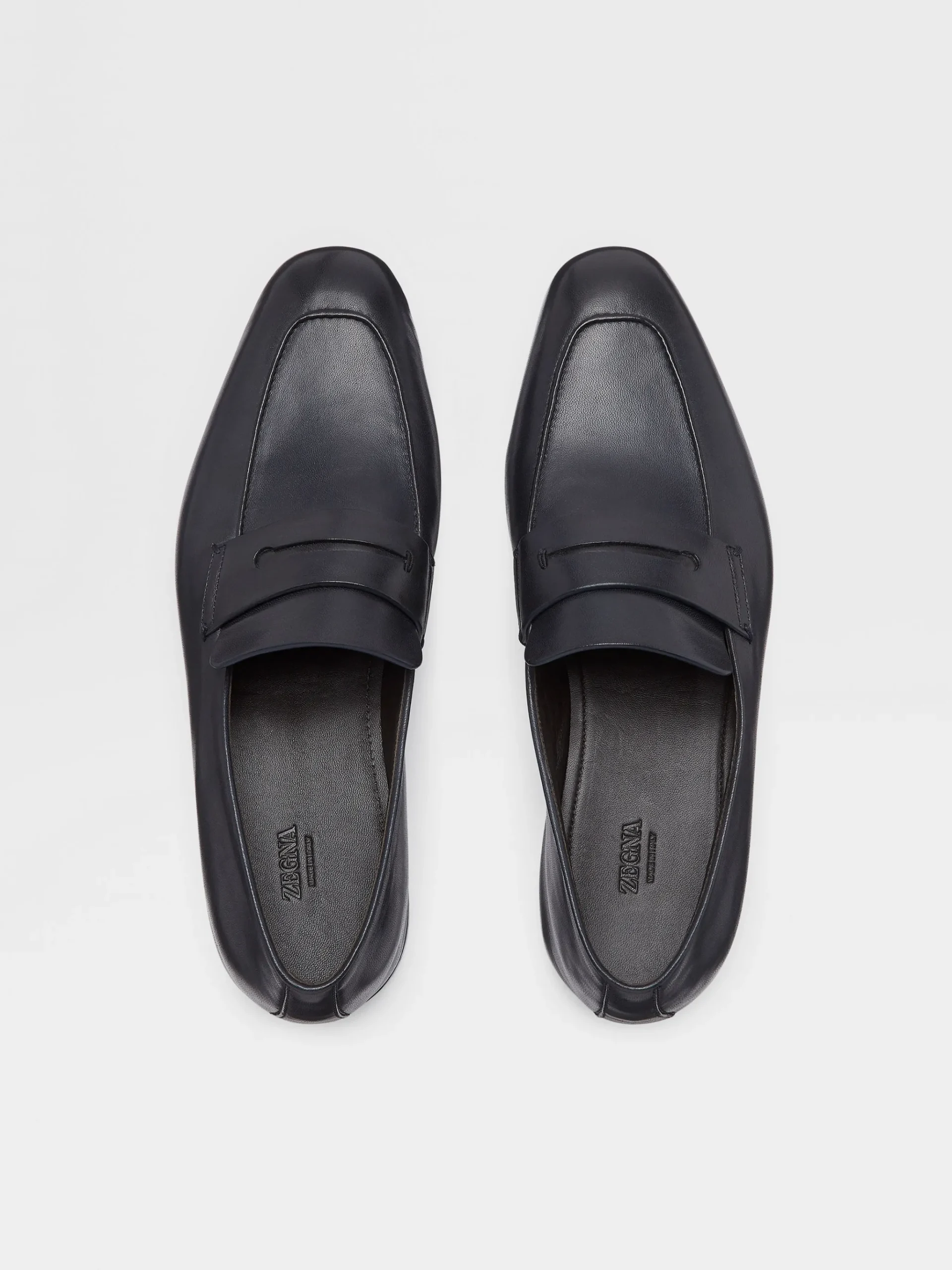 Navy Blue Leather L'Asola Loafers