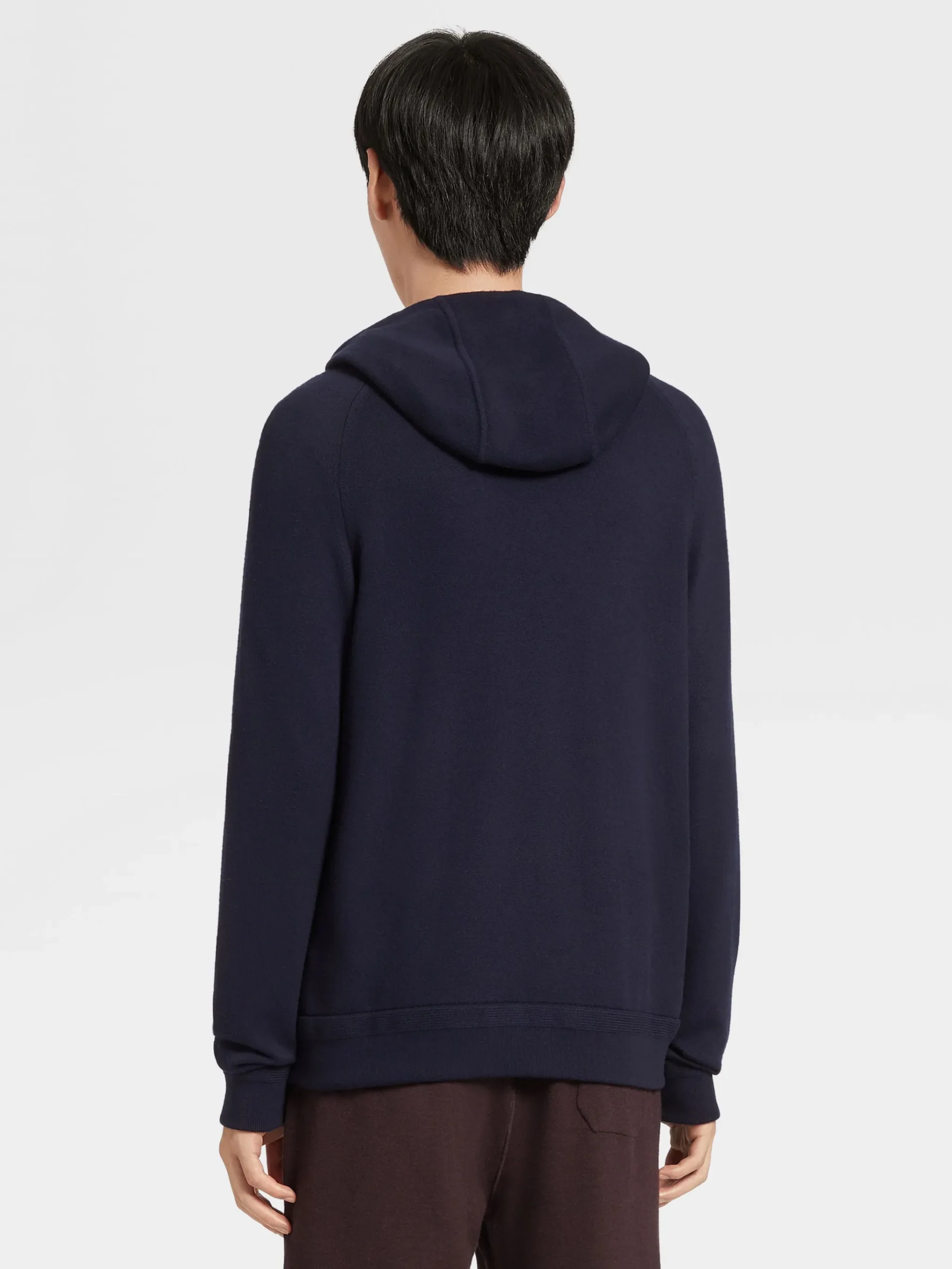 Navy Blue 12milmil12 Wool Full Zip Hoodie