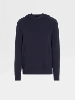 Navy Blue 12milmil12 Wool Hoodie