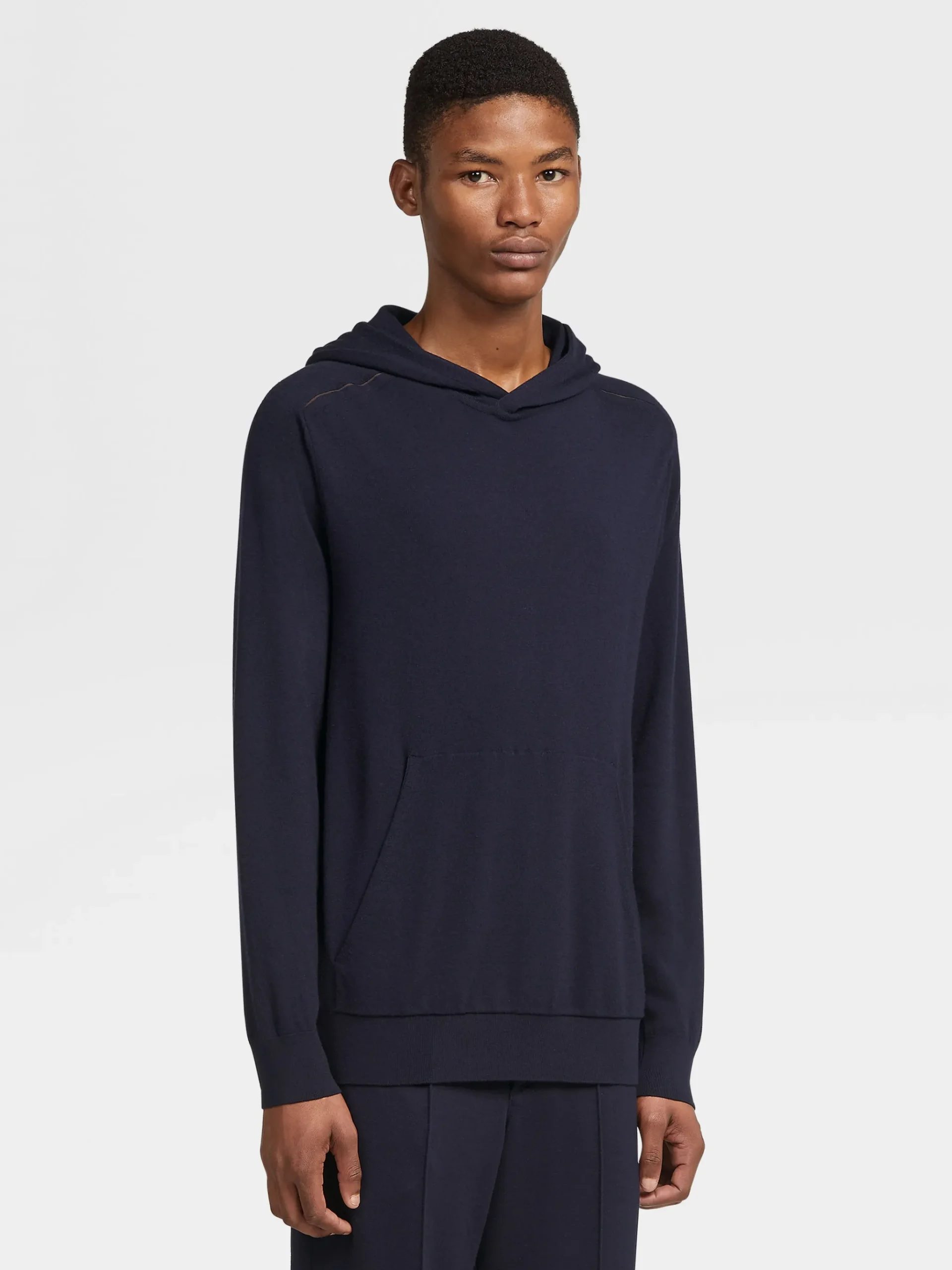 Navy Blue 12milmil12 Wool Hoodie