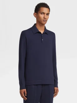 Navy Blue 12milmil12 Wool Polo Shirt